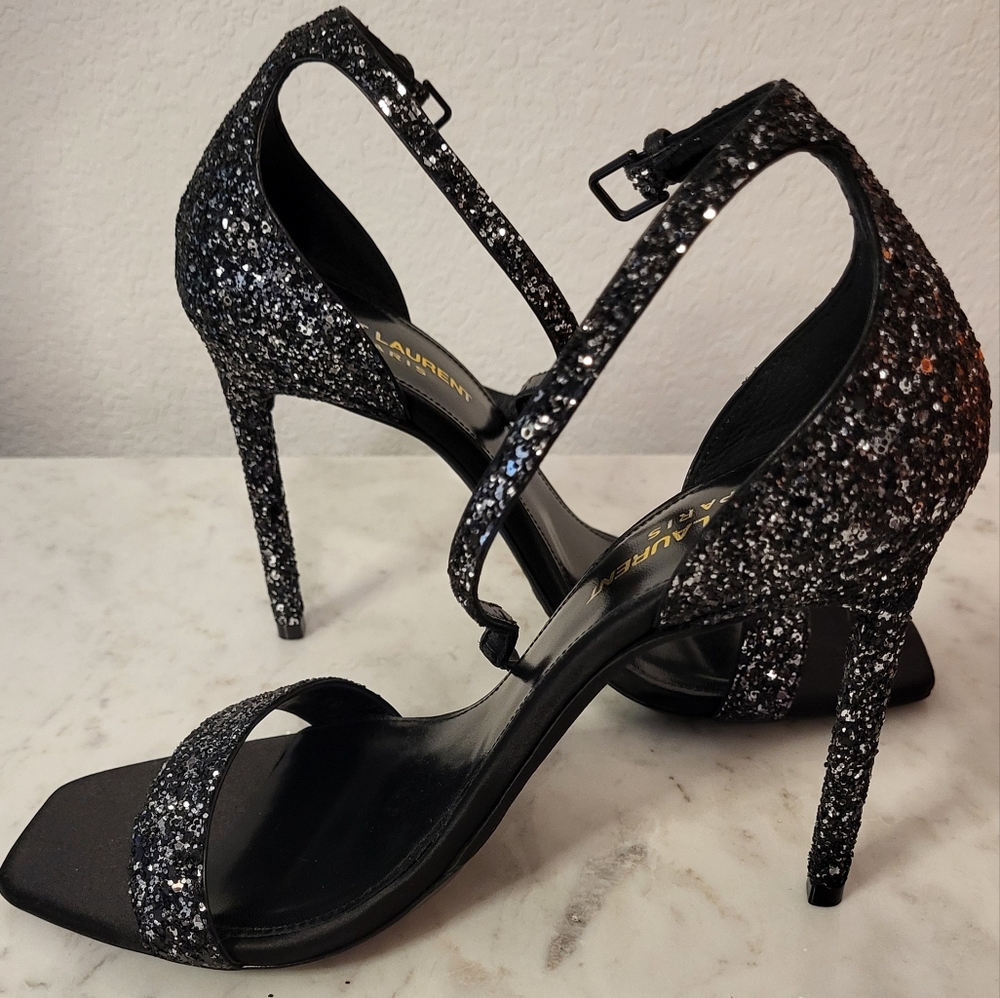 NIB Saint Laurent Glitter Heels SZ 38 - Picture 4 of 7